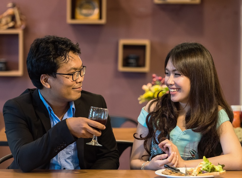 A couple enjoying a meal